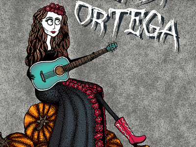 Lindi Ortega cartoon copic gig poster halloween illustration inking micron mixed media pen and ink poster tim burton