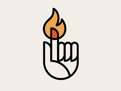 That Finger is Fire 1 burn finger fire flame geometric hand logo mark monoline