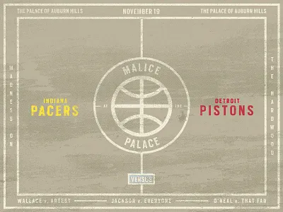 Malice at the Palace basketball boxing illustration sport stamp texture