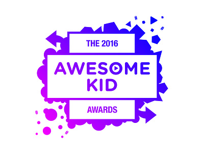 Awesome Kid Awards award show campaign gradient logo play button shapes