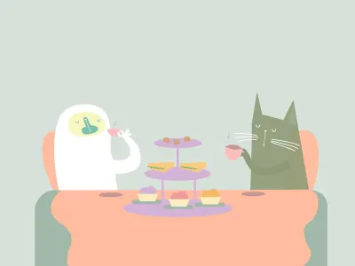 Tea Party ai cat illustration kitty party snoody tea