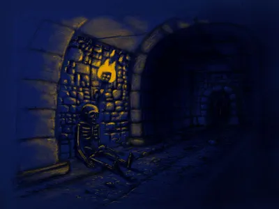 Skeleton Dungeon drawing dungeon gothic interior limited palette skeleton sketch stone