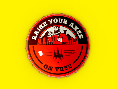 LumBeer Cap 3d axes beer bottle cap cinema4d illustration lumber lumberjack red rustic tree