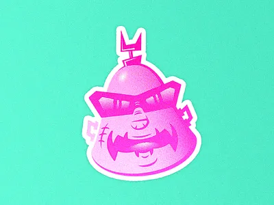 Krang human body Sticker badass face glass krang ninja sticker turtle
