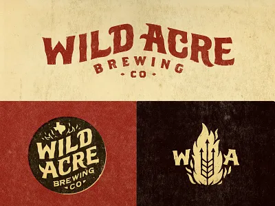 Wild Acre Brewing badge beer branding drawing fire icon illustration lettering logo signage typography vintage