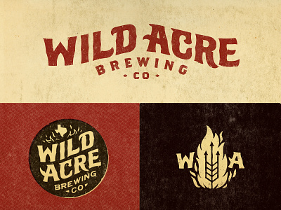 Wild Acre Brewing badge beer branding drawing fire icon illustration lettering logo signage typography vintage