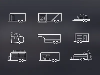 Complete Trailers Icons awesome car custom icons illustration light streamline style trailer truck