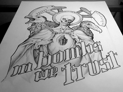 Cordi bomb handmade lettering oil old school skull vulture