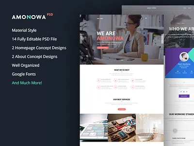 Amonowa PSD Template agency amonowa material materialup portfolio psd template
