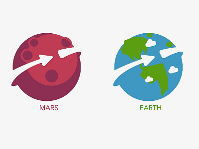 Mars & Earth earth flat icon mars negative space tiny planets