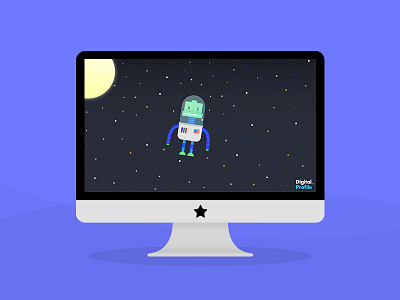 Downloadable Digie Wallpaper animation astronaut design digital profile downloads robot space ui design wallpapers