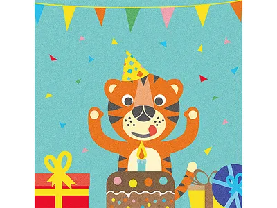 Ton anniversaire anniversaire birthday cake candle enfant illustration kid tiger tigre