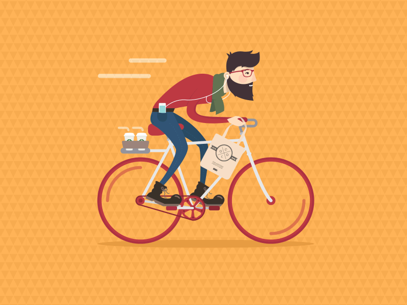 Hipster bike animation bag beard bike coffee gif glasses hipster iphone wind