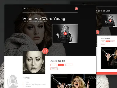 Adele website redesign 25 adele artist cd clean flat webdesign website