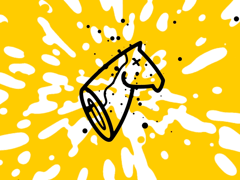 Warning animation black bold godfather horse lettering particles splash typography warning yellow