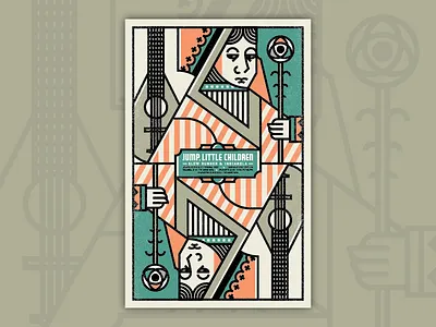 Jump, Little Children 2015 Tour Poster brown concert gig green icon illustration music poster salmon stroke