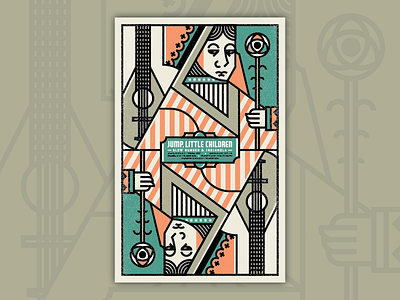 Jump, Little Children 2015 Tour Poster brown concert gig green icon illustration music poster salmon stroke