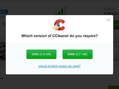 32bit or 64bit button clean download modal program ui ux