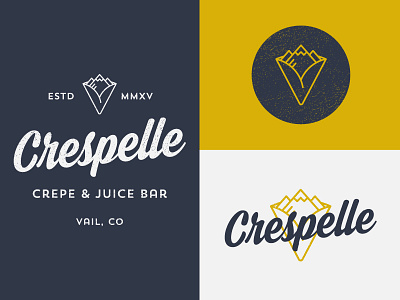 Crespelle branding colorado crepe line logo mark mountains