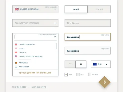 GMY - Sample UI Elements bitgold dropdown goldmoney interface desgin toggle ui design ui elements ui kit user input user interface web design