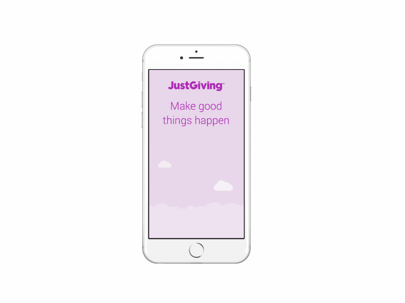 JustGiving iOS App Onboarding Screen animation app framer framer studio framerjs ios iphone justgiving sketch ui