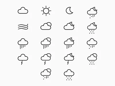 Weather Icons cloud icon set icons illustrations outline theme weather