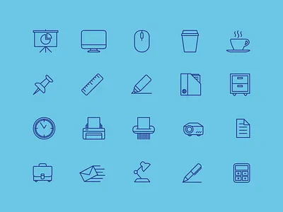 Office Icon set coffee icon icons lines mac mail office printer ruler set ui