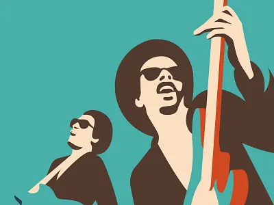 Groovin bass brothers disco funk groove illustration johnson
