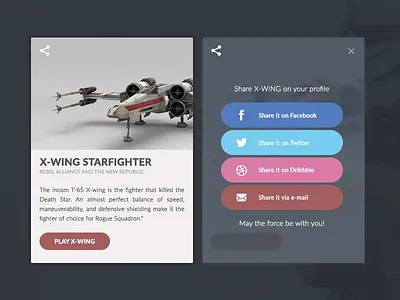 Social Share X-Wing StarFighter 010 battlefront dailyui share social social share star wars starfighter x wing