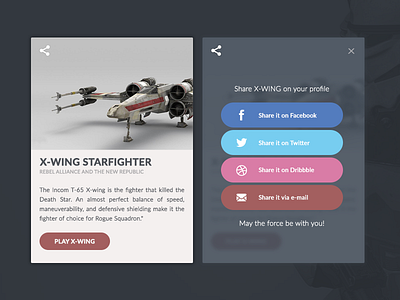 Social Share X-Wing StarFighter 010 battlefront dailyui share social social share star wars starfighter x wing