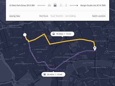 Shot 044 - Simple Navigation Widget google gps interface location maps navigation transport travel ui user