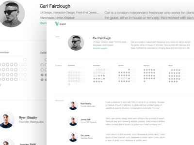 Vrend Profiles calendar minimal minimalism review testimonial white