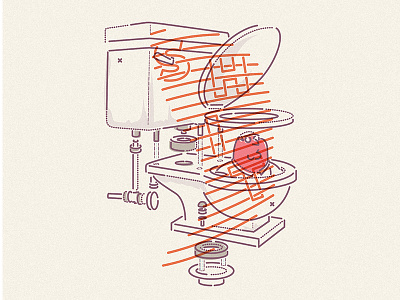 Sh*t happens colour and lines diagram exploded icon illustration info toilet