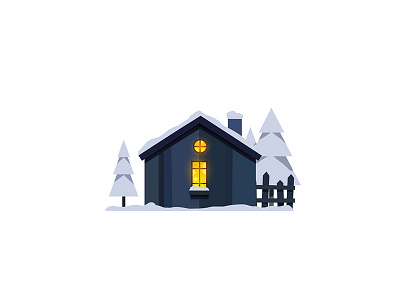 snowy house christmas fence firn geometric house new year snow village