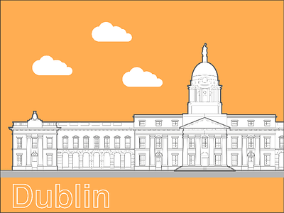 The Customs House cityscape dublin lineart tourist