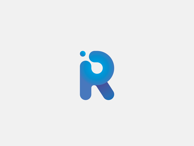 Reacto character letter logo p r