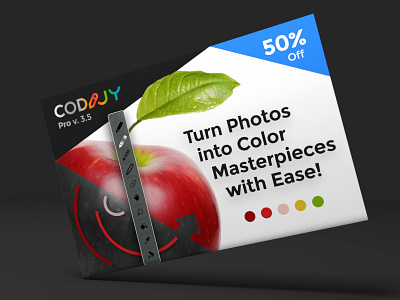 Codijy Banner 3d advertising app apple banner colour image leave typography