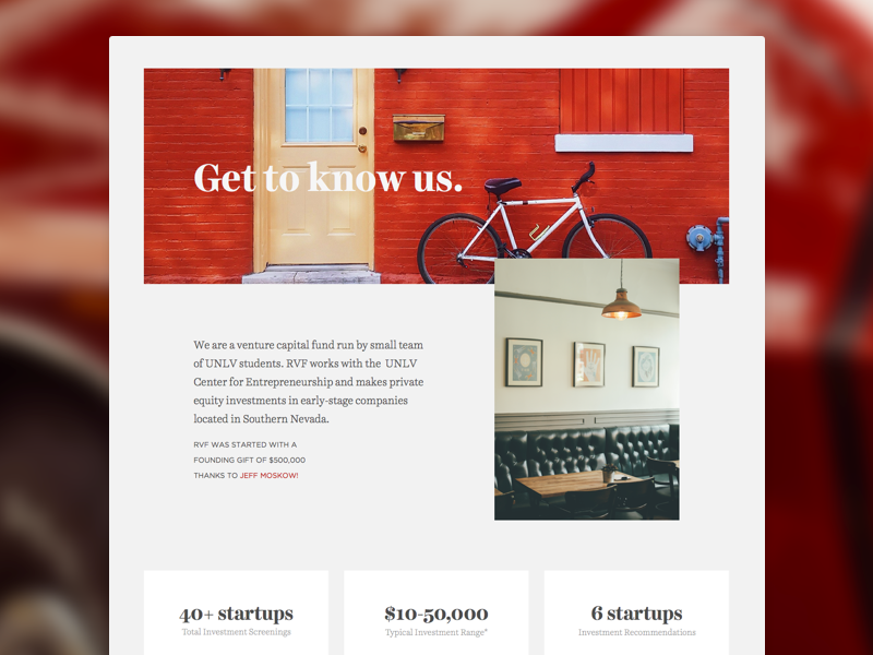 Startup Venture Fund About Page broken exploded fund grid layout startup venture