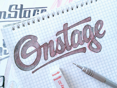 Onstage brand calligraphy hand writing lettering logo logotype sketch tutov леттеринг логотип