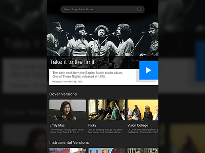 Musicapp artist blue clean flat mobile music player ui ux