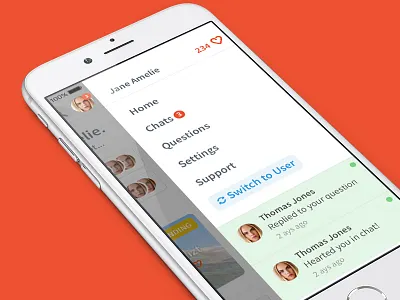 Sidebar Navigation active app counter highlight navigation notifications sidebar switch ui ux