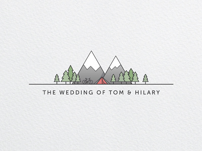 Wedding logo bicycle camping design forest invitation invite logo mountains outdoors tent trees wedding