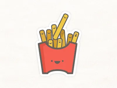 HFF cartoon escape flat french fries happy sticker mule