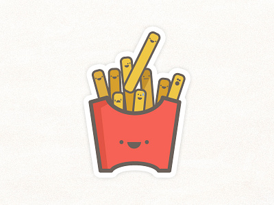 HFF cartoon escape flat french fries happy sticker mule