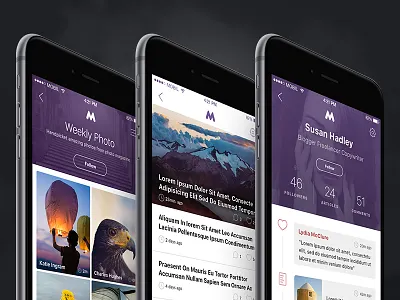 Megap - iOS 9 Template - Profile, Channels 3d touch app colorful form ios 9 ios9 iphone 6s iphone6s mobile psd template