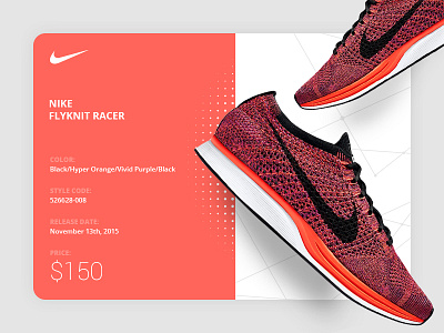 Nike UI - Flyknit Racer clean flat flyknit modern nike racer shoe ui