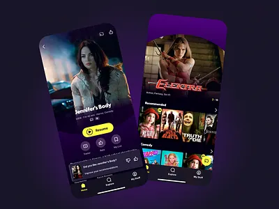 MOVIE STREAMING APP app design app interaction dark theme design entertainment intuitive navigation mobile app mobile ui mobile ux modern design movie streaming app online playback controls stream tv show ui design user interface ux design vidoe streaming watchlists