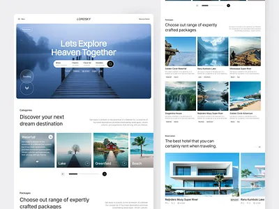 Lordsky - Destinations List Page adventure agency booking clean destination hiking holiday landing page mountain surfing ticket travel travel agency traveling ui ui design ux vacation web design website