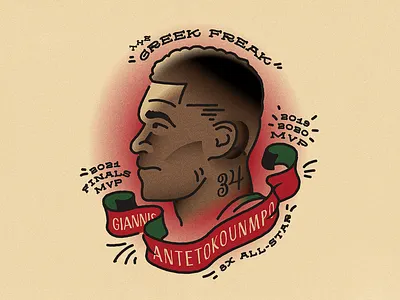 Giannis Antetokounmpo Tattoo basketball bucks freak giannis greek illustration milwaukee nba tattoo