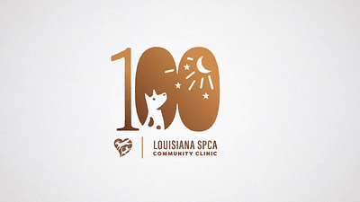 LASPCA Nonprofit 100 Years – Clinic mark & Animation 100 annual brand branding business cat design dog gold graphic design heart illustration logo louisiana mark moon nonprofit rabbit vector watermeter